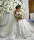 Gorgeous Wedding Dresses Strapless Lace Appliques A Line Tulle Bridal Gowns