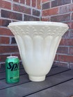 Vtg Glass Torchiere Lamp Shade Art Deco Mid Mod Ivory Cream Leaf  3 1 2  Fitter