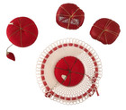 Sewing Red Pin Cushions Lot 4 Tomato Fabric Vintage With Emery Strawberries