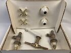 High Quality Heavy Duty Vtg Antique Polished Brass   White Hot Cold Faucet Nib