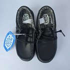 Hey Dude Wally Youth Mono Leather Black Casual Kids Shoes Size Yt 1  40719-001 