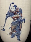 Chinese Blue   White Underglaze Red Porcelain Vase Warriors Figures  19th C