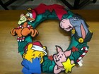 Winnie The Pooh Fabric felt Rare Christmas Wreath  15  Diam Very Good Condition