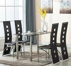 5 Piece Dining Room Set Kitchen Table And 4 Chairs Metal Frame Dinette Black