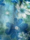 Mid Century 1960 Sheer Drapes Blue Green White Flowers 4 Curtain Panels 40 Width