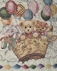 Vtg Baby Quilt Hand Embroidered   Cross Stitch Teddy Bear   Friends 32 X 40 In 