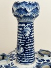 Antique Chinese Blue   White Tulip Vase With 8 Immortals Within Floral  19th  C
