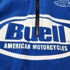 Vintage Buell Motorcycles Harley Davidson Hooded Half Zip Size L Pullover Blue 