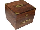 Om Shri Om Handmade Wood Money Coin Bank  Safe Piggy Bank  Coin Bank For Kids  