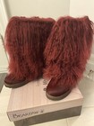 New Bearpaw  Boetis Ll Wine Real Lamb Fur Wool Lined Boots Womens Size 8 Nib