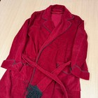 Vintage 70s Smoking Robe Jacket Belted Fringe Lounge Burgundy Large 60s Men s