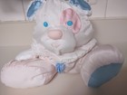 Vtg Fisher Price 1988 Puffalump Puppy Dog Pink Blue White Baby Rattle Plush