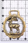 Horse Brass Medallion Buckle   Stag Deer Reindeer   Vintage Equestrian Ornament