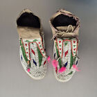 Antique Sioux  lakota  Moccasins From Hunkpapa Rain-in-the-face  Circa 1890-1905