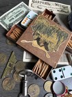 Junk Drawer Lapel Pin Matchbox Case Vintage Tokens Keychains Daher Ware Lot