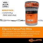 Fence Poly Wire   Bonus Pack  1312ft Plus Free 328ft Roll   6 Stainless Steel S