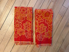 Mcm Vintage Hand Towels Red Orange Gold Lady Pepperell Usa Boho