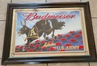 Vintage Budweiser  salutes The U s  Army  Beer Mirror Sign 28x20 Man Cave Bar