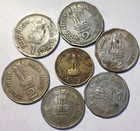 Republic India Father Of The Nation  6 Political Leaders   1 King - 7 Old Coins