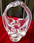 Vintage Art Glass Cigar Ashtray  Heavy Looping Handle Abstract Mcm