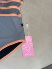Daroch Dancewear  Leotard - Size 10 - Nwt - Gray With Peach Trim - Mesh Back
