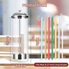 Glass Straw Dispenser With Stainless Steel Lid Drinking Straw Holder For Counter