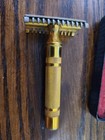Vintage 1930s Gillette Gold Tone Open Comb Safety Razor With Original Case Usa