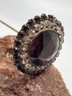 10 75    Antique Victorian Amethyst Glass   Rhinestone Large Hatpin Hat Pin Purple