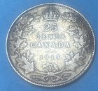 1915 Canada 25 Cents Coin - Key Date Mint 242 382 Total   925 Silver