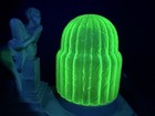 1920   s Art Deco Sitting Lady Nude Figural Lamp W  Satin Ribbed Uranium Shade