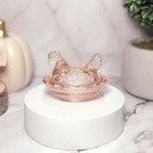 Hen On Nest Chicken Mini Salt Dish  Pink Depression Style Glass  Kitchen Decor