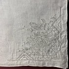 White Cotton Appenzell Madeira Embroidery Drawn Punch Work Wedding Hankie 12x12 