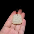 Chinese Han Dynasty Hetian White Jade Pendant With Nail-head  ding  Patterns