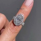 Moissanite Bridal Set Engagement Ring Oval Cut Solid 14k White Gold 3 Carat Vvs1