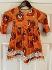 Girls Size Medium 4t Orange Turkey Thanksgiving Ruffle    Dress