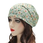  Women Fashion Knit Slouchy Beanie Hat Thin Stretch One Size Floral Sky Blue