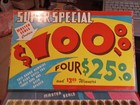 Super Special Master Seals  100 00 Punch Board 14x10 Book Trade Stimulator Jrds