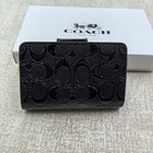 Nwt Cv414 Medium Corner Zip Wallet In Signature Leather In Black