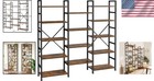 Rustic Brown Bookcase With 14 Shelves
