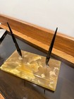 Vintage Onyx Double Fountain Pen Desk Set