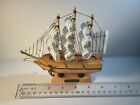 Model  Boat Fully Assembled With Wooden Base   Fabric Sails   6  Tall X 6  Long 