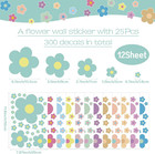 12 Sheets Flower Wall Decals Cute Colorful Vinyl Stickers For Girls Kids Room De