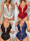 Women Bodysuit Body Stocking Lingerie Crotchless Lace Babydoll Sleepwear Teddy