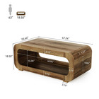 47 Inch Rustic Coffee Table 2 Tier Open Shelf Brown Furniture Center Living Room