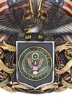 Patriotic Us United States Army Eagle Emblem With 2 American Flags Wall Decor