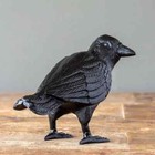 Primitive Large  Decorative Black Cast Iron Raven Crow Bird Head Side