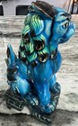 Chinese Foo Dog Statue Vintage Lion Guardian Turquoise Green 7 5    Tall