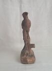 Vintage Wooden Hand Carved Pheasant Bird Sculpture-dated- Boho