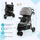 Baby Jogging Stroller Jogger Travel System W adjustable Canopy For Newborn Grey