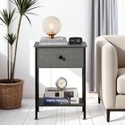 Night Stand Set Of 2  End Tables With Drawer  2-tier Bedside 2-pack Dark Grey
